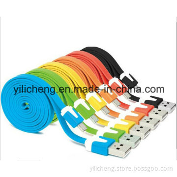 1 Meter Colorful Flat Micro USB Cable 2.0 Data Sync Charger Cable for iPhone 6 iPhone5, iPhone 4 Samsung Galaxy Phone and Android Phone